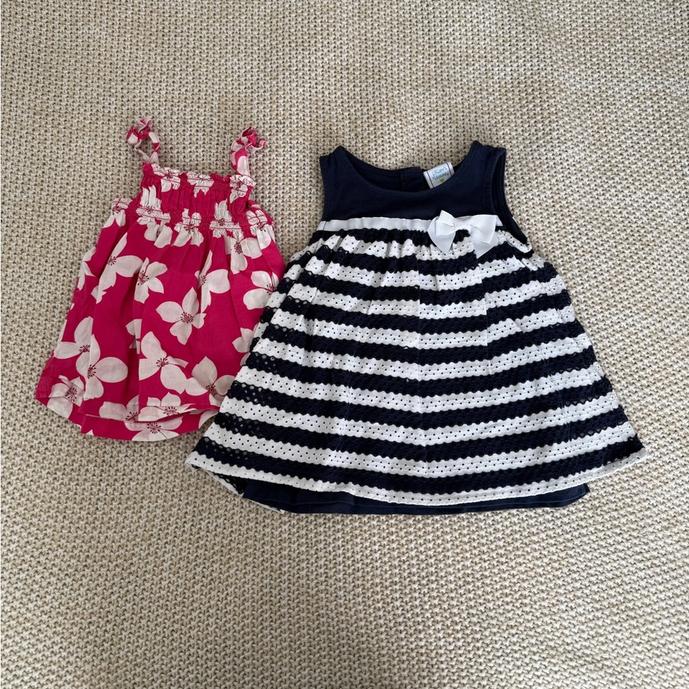 Dress Bundle with Jillian's Closet Navy and White Dress and Carter’s Pink Dress